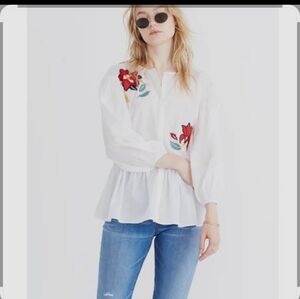 Madewell Embroidered Cotton Babydoll Top